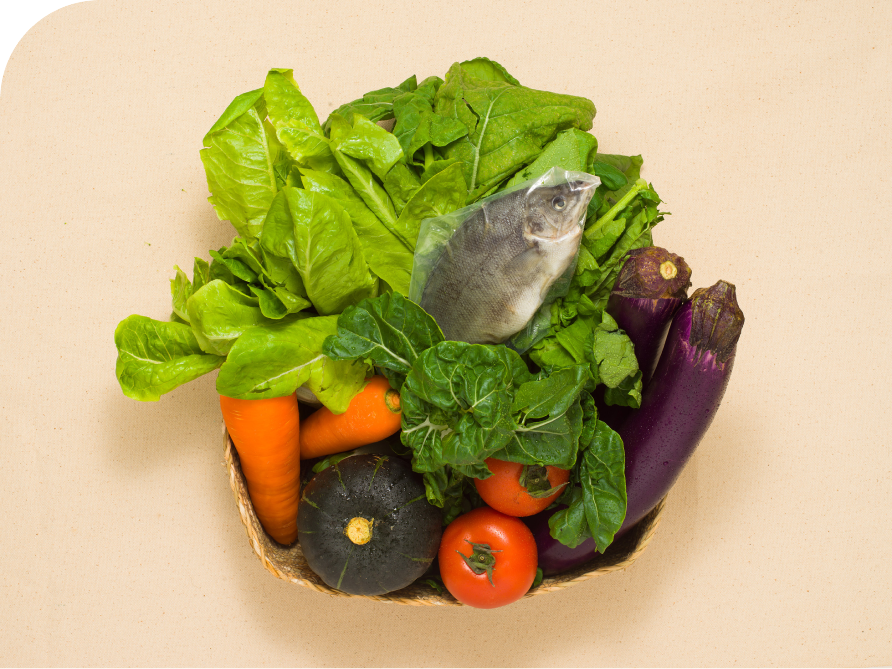 Fresh vegetables in a basket.